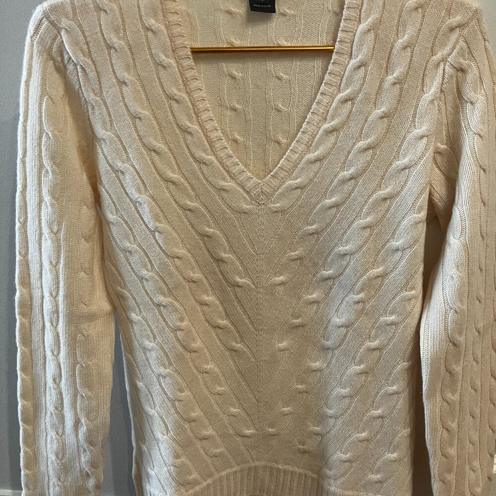 Ralph Lauren V-neck Cable Knit Cashmere Sweater